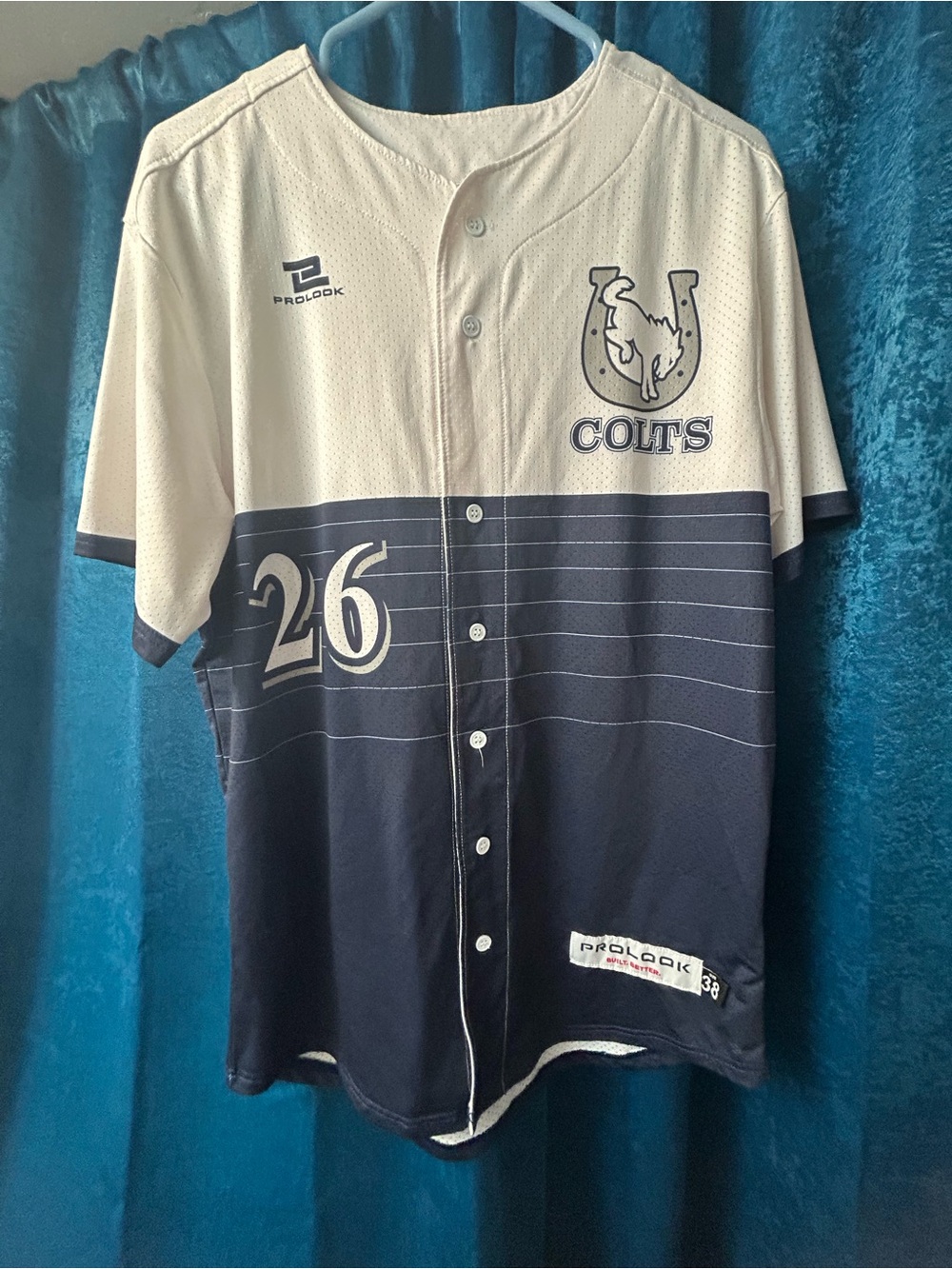 Colts ProLook Navy and White Baseball Jersey with Number 26